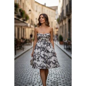 NWT Oleg Cassini Strapless Fit Flare Dress Prom Formal Sz 10 Bridal Cocktail NEW